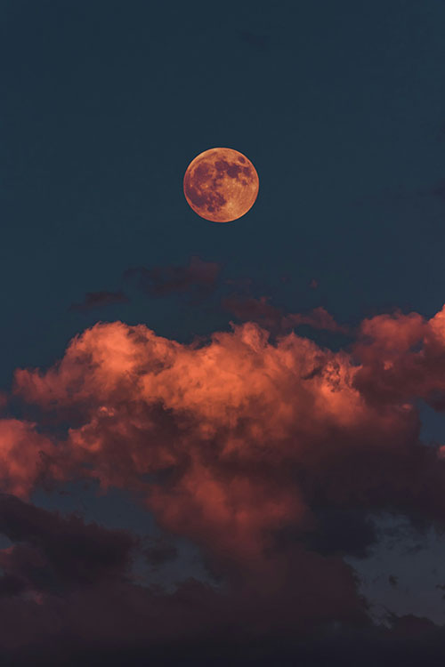 red moon and clouds
