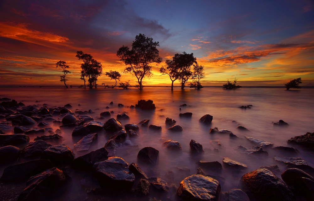sunset at Carita Beach, Banten, Indonesia